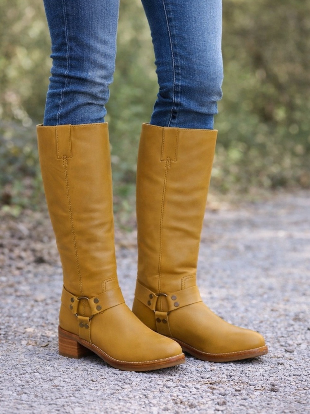Frye Women's Tall Harness Boots in Mustard - Picture 8 of 8
